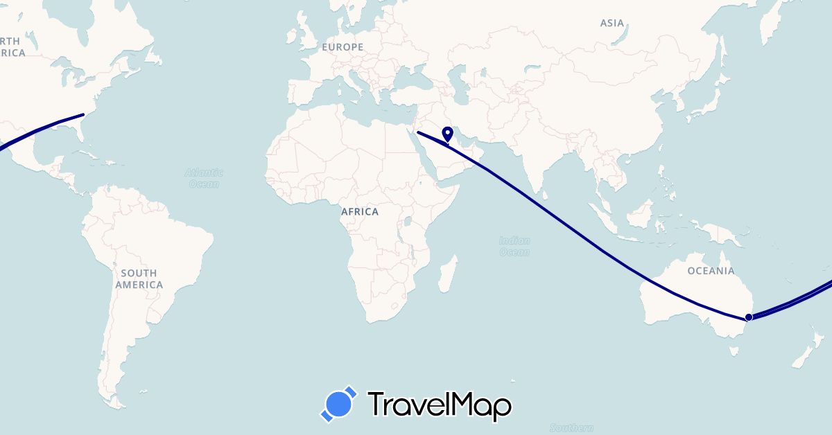 TravelMap itinerary: driving in Australia, Saudi Arabia, United States (Asia, North America, Oceania)